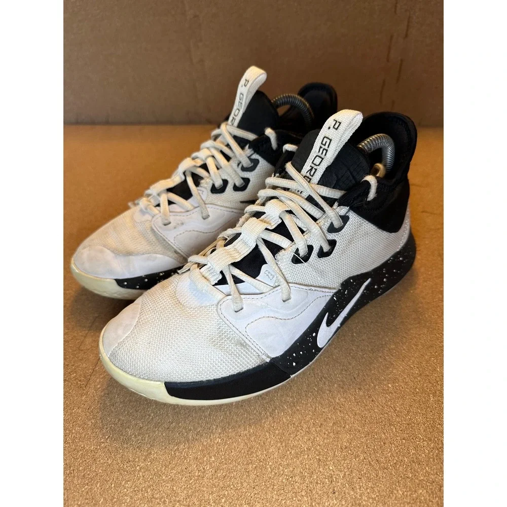 Nike PG‎ 3 Paul George White Black Speckled Basketball Shoes AO2607-101 Mens 6.5